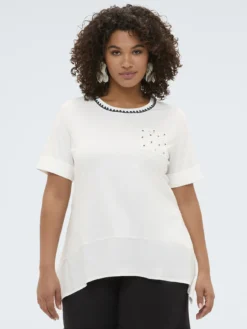 T-shirt in jersey con dettaglio uncinetto