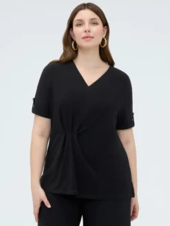 T-shirt in jersey con drappeggio