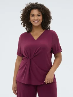 T-shirt in jersey con drappeggio