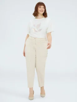 T-shirt in jersey con foliage in paillettes
