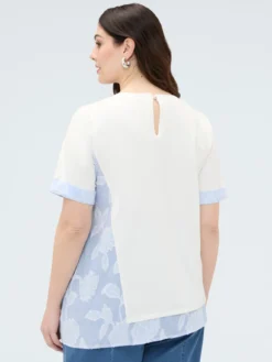 T-shirt in jersey con inserti a righe