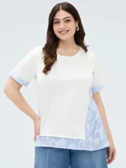 T-shirt in jersey con inserti a righe