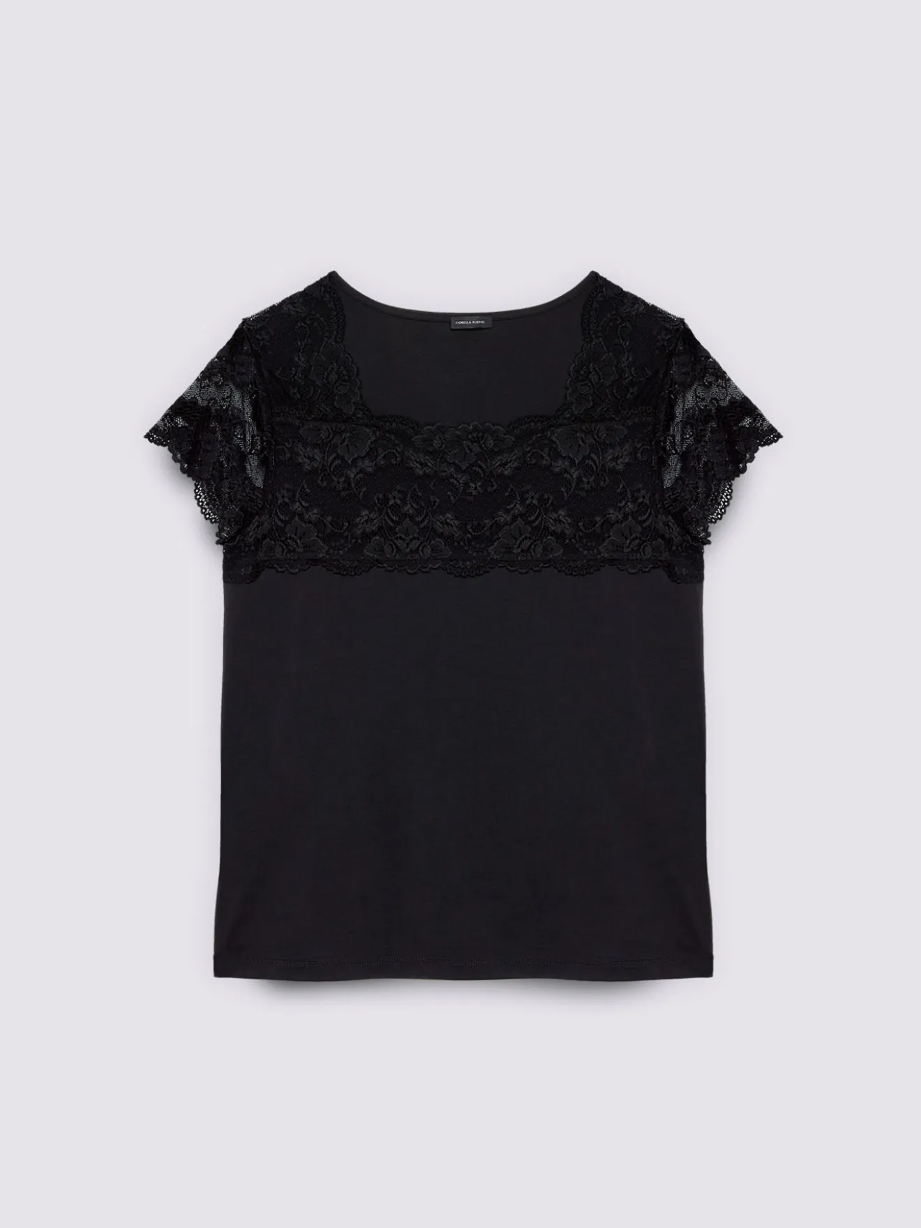 T-shirt in jersey con inserto in pizzo