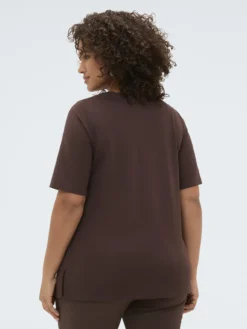 T-shirt in jersey con nodo e drappeggio