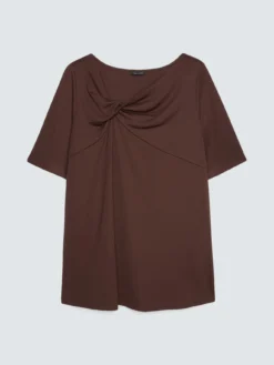 T-shirt in jersey con nodo e drappeggio