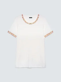 T-shirt in jersey con perline