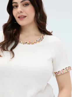 T-shirt in jersey con perline
