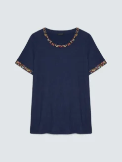 T-shirt in jersey con perline