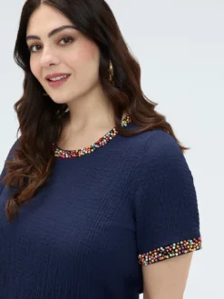 T-shirt in jersey con perline