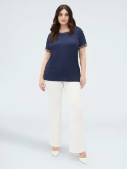 T-shirt in jersey con perline