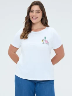 T-shirt in jersey con ricamo New York