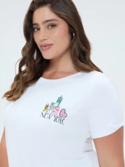 T-shirt in jersey con ricamo New York