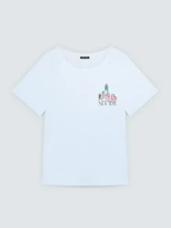 T-shirt in jersey con ricamo New York