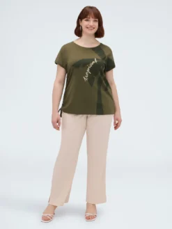 T-shirt in jersey con stampa e ricamo
