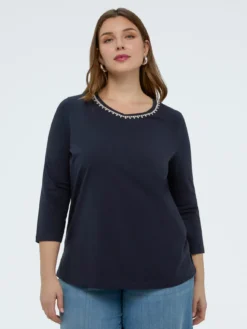 T-shirt in jersey di cotone con crystal
