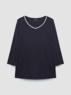 T-shirt in jersey di cotone con crystal