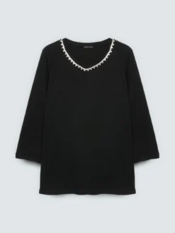 T-shirt in jersey di cotone con crystal