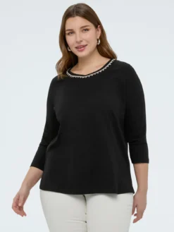 T-shirt in jersey di cotone con crystal