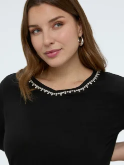 T-shirt in jersey di cotone con crystal