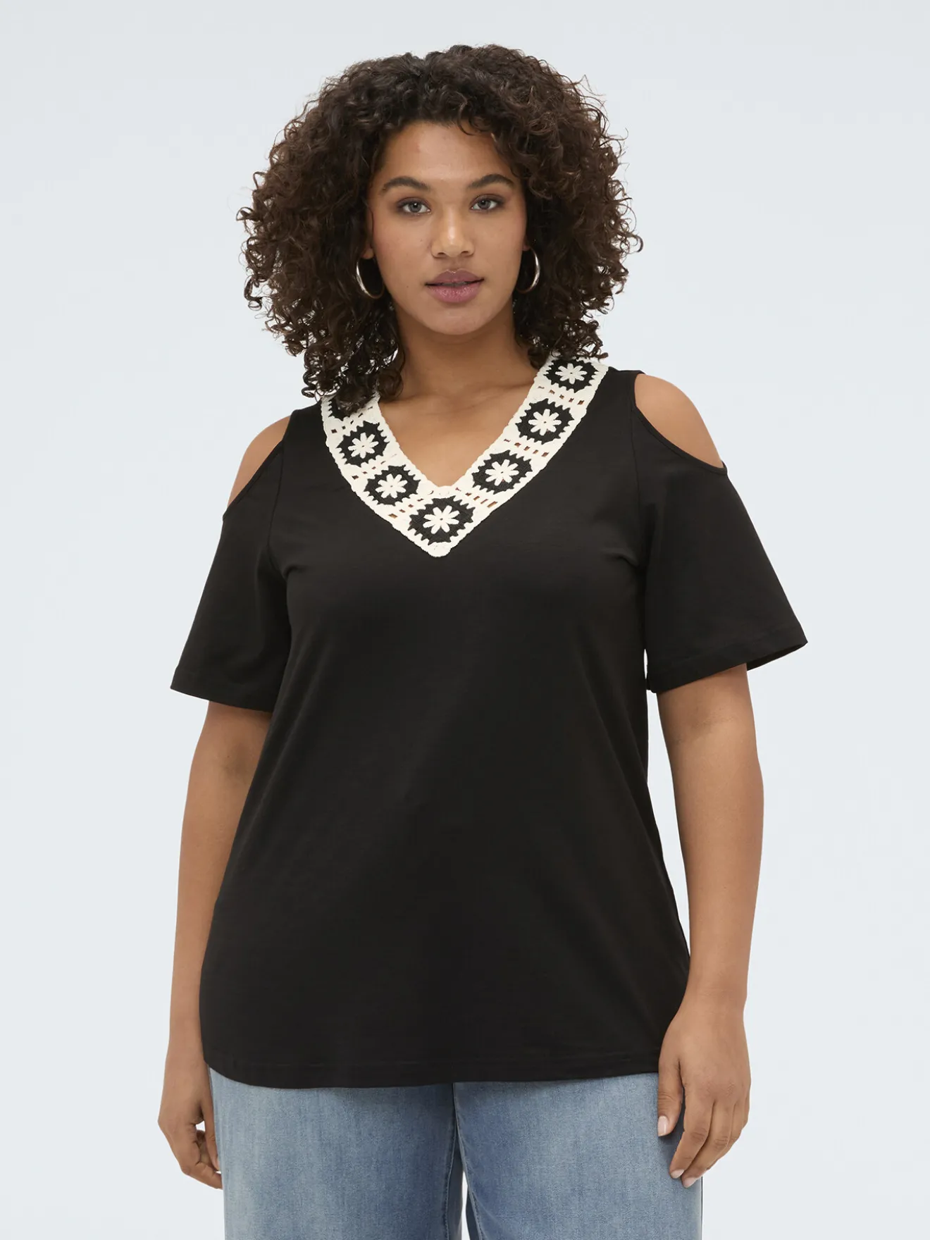 T-shirt in jersey modal con scollo a V