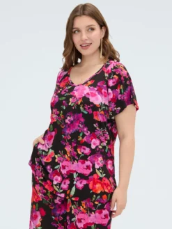 T-shirt in jersey viscosa con stampa