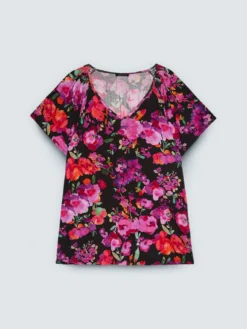 T-shirt in jersey viscosa con stampa