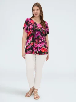 T-shirt in jersey viscosa con stampa