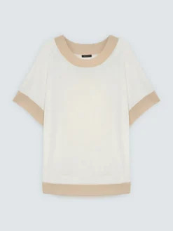 T-shirt in maglia con bordi a contrasto