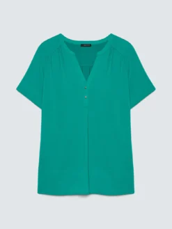 T-shirt in misto lyocell con bottoncini