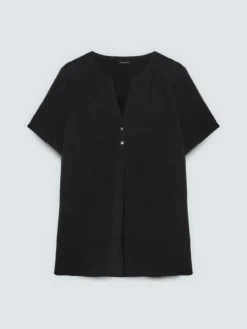 T-shirt in misto lyocell con bottoncini