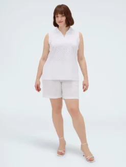 T-shirt in San Gallo con collo polo