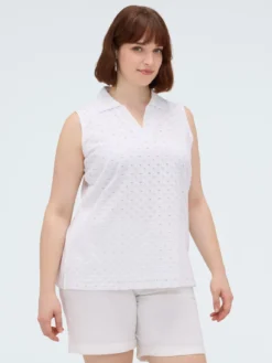 T-shirt in San Gallo con collo polo