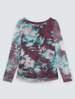 T-shirt in tulle con stampa floreale