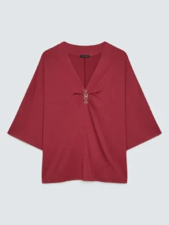 T-shirt in viscosa con dettaglio decorativo