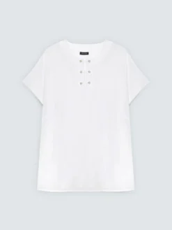 T-shirt in viscosa con dettaglio perle