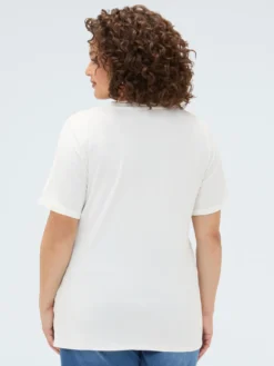 T-shirt in viscosa con stampa floreale e ricamo