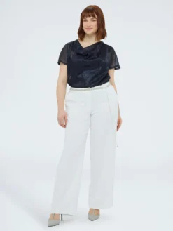 T-shirt lurex con scollo morbido