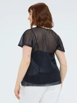 T-shirt lurex con scollo morbido