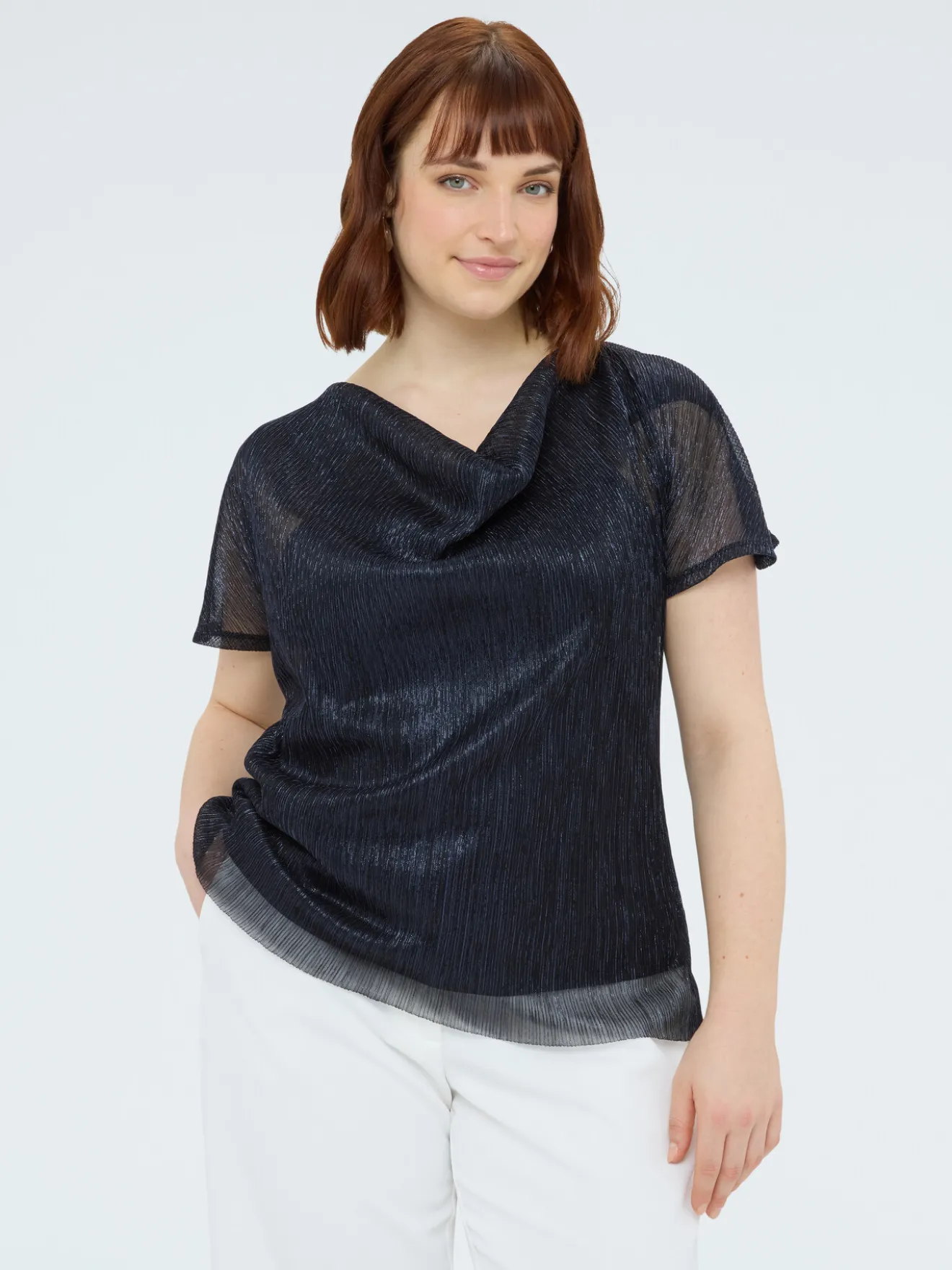 T-shirt lurex con scollo morbido