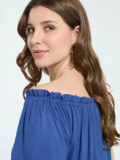 T-shirt off shoulders in jersey di viscosa