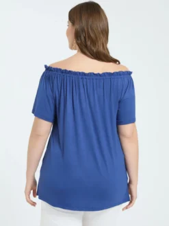 T-shirt off shoulders in jersey di viscosa