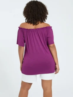 T-shirt off shoulders in jersey di viscosa