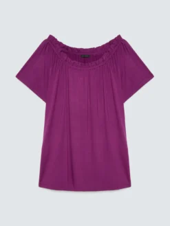 T-shirt off shoulders in jersey di viscosa
