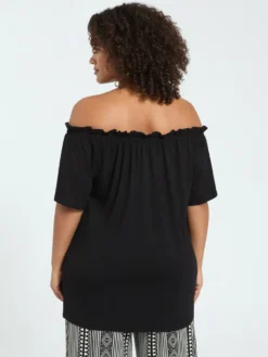 T-shirt off shoulders in jersey di viscosa