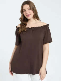 T-shirt off shoulders in jersey di viscosa