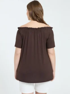 T-shirt off shoulders in jersey di viscosa