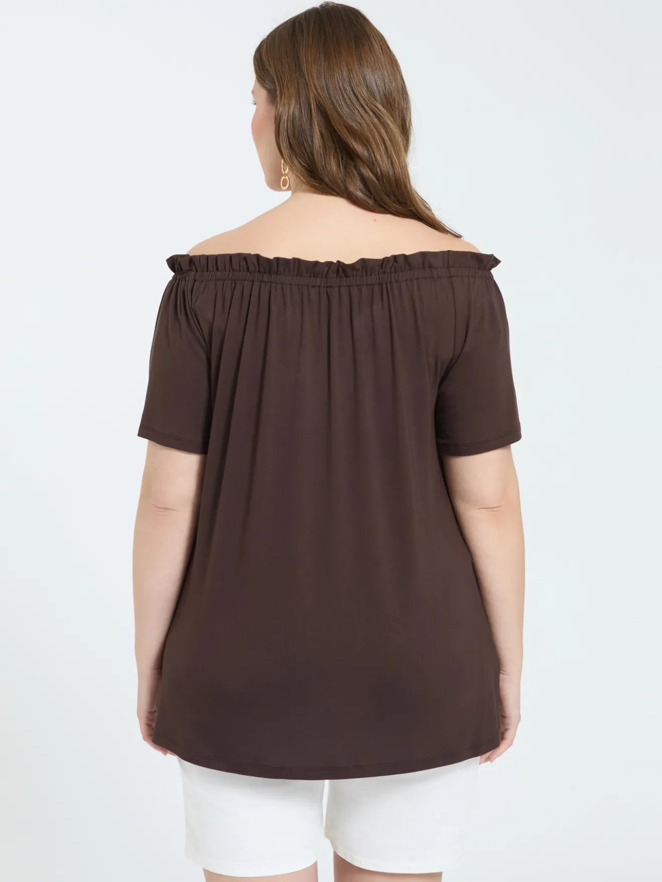 T-shirt off shoulders in jersey di viscosa