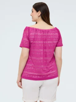 T-shirt traforata off shoulder