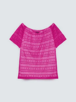 T-shirt traforata off shoulder