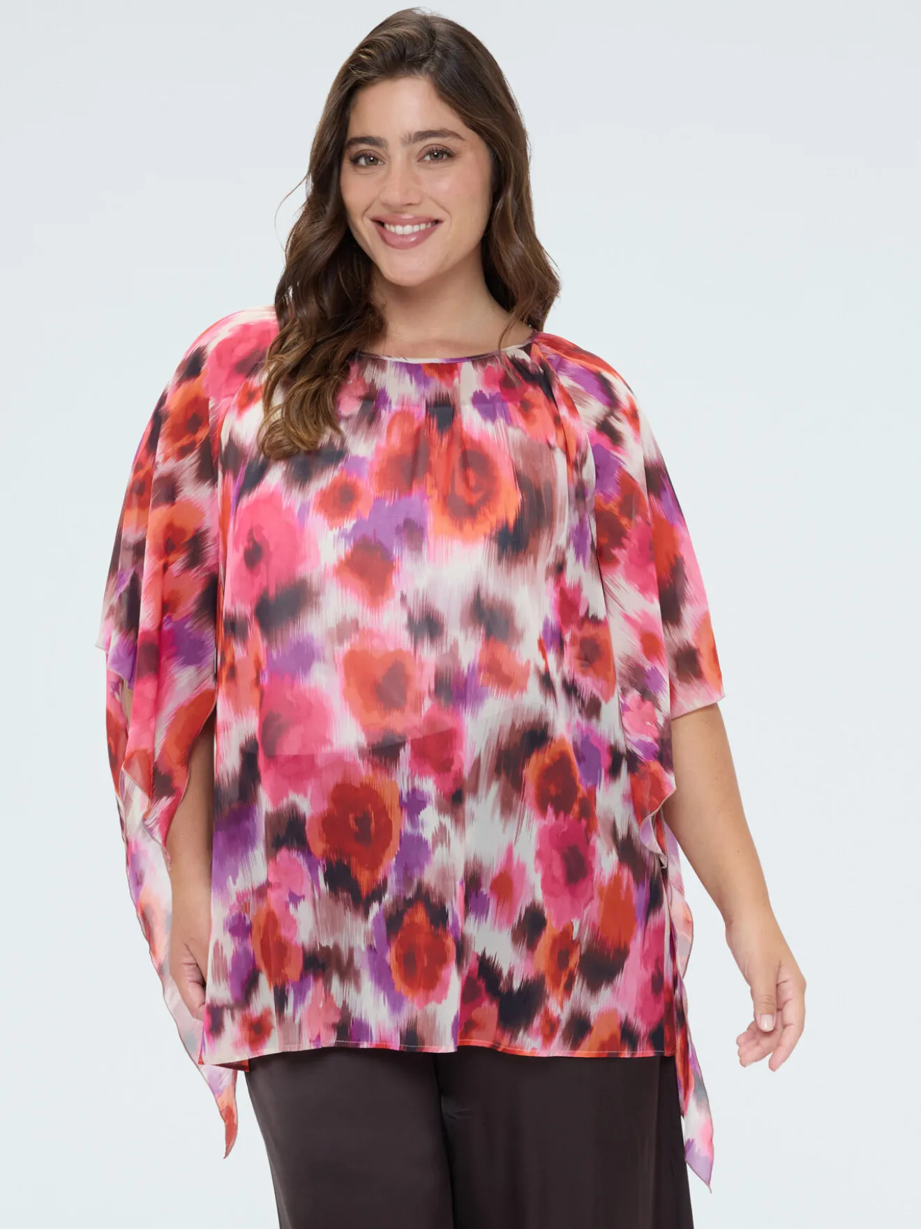 Tunica in georgette con stampa acquerello